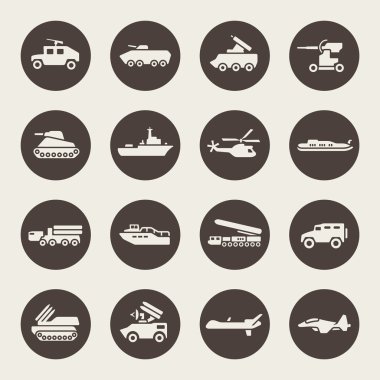 Military technology icon set clipart
