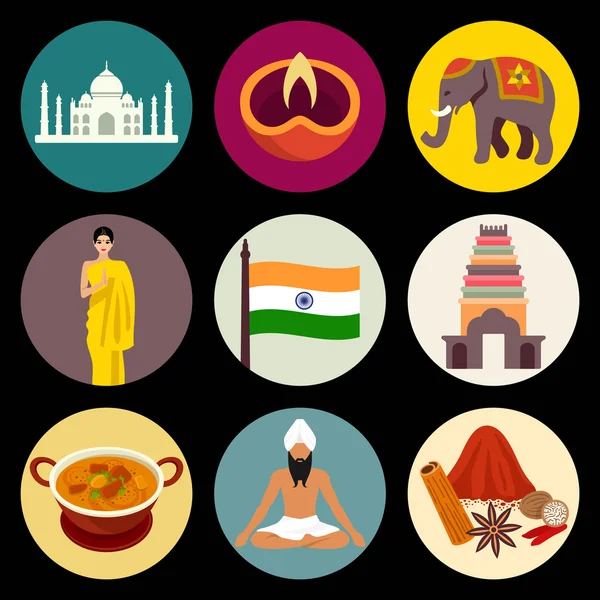 India icons — Stock Vector