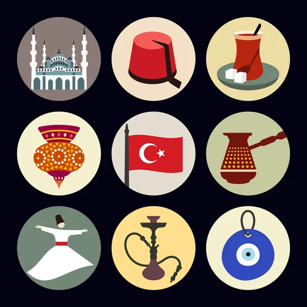 Turkije reizen pictogrammen — Stockvector