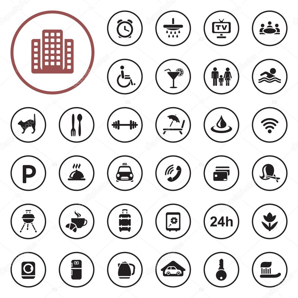 Hotel services icon set