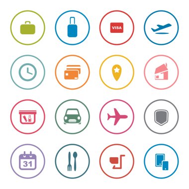 Havayolları online hizmetler Icon set