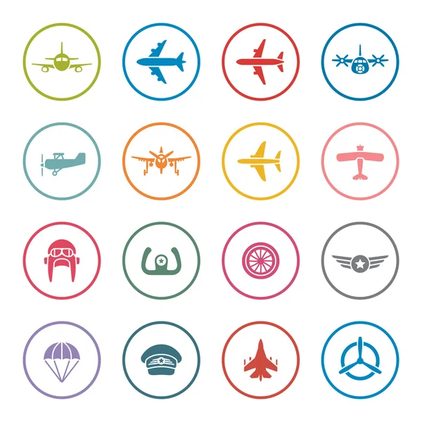 Set icone aeroplani — Vettoriale Stock