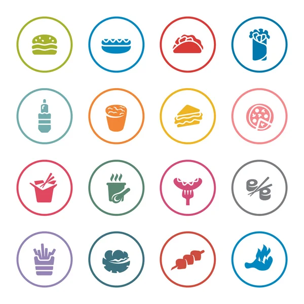 Conjunto de iconos de comida rápida — Vector de stock