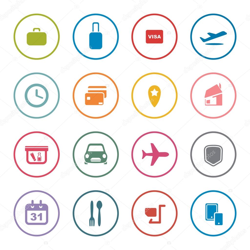 Airlines online services icon set
