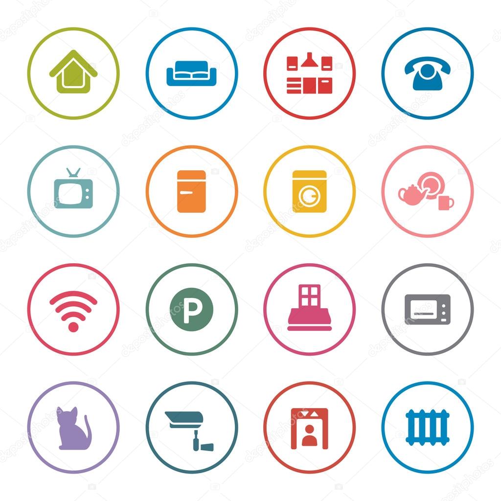 Home rental services icon set