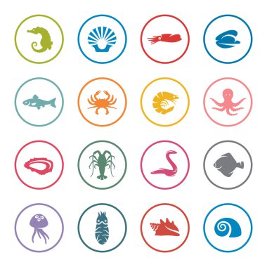 Deniz ürünleri simgeler