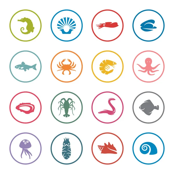 Seafood icons — Stock Vector