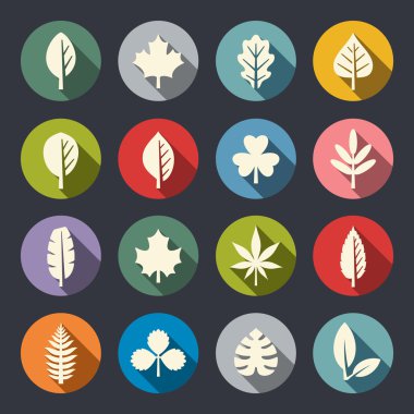 Yaprakları düz Icons set