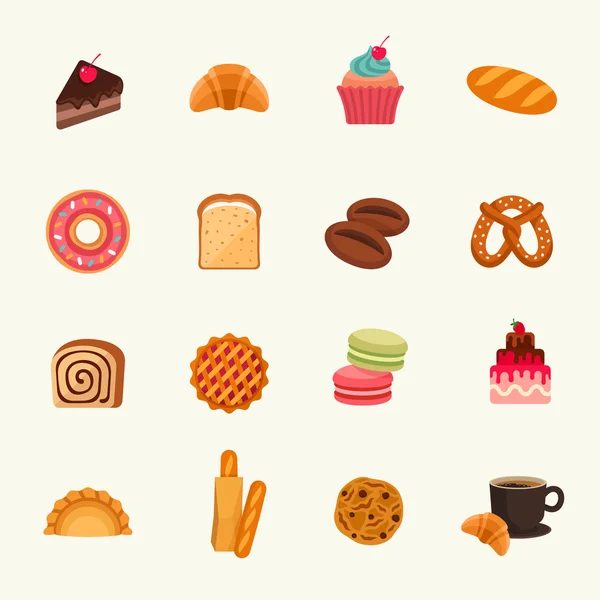 Set de iconos de panadería — Vector de stock