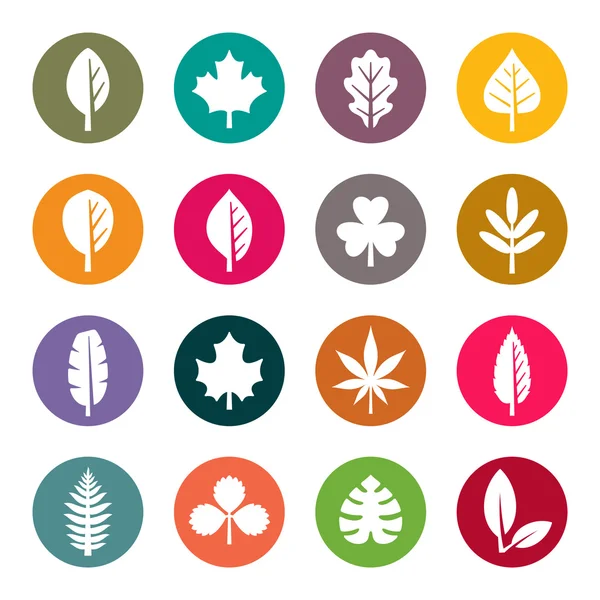 Leaves flat icons set — Stock Vector