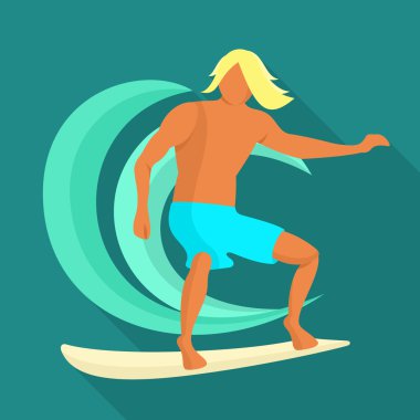 Sörfçü düz simgesi