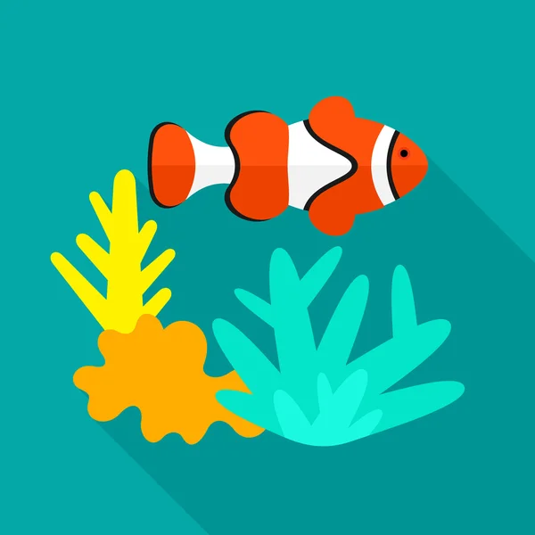 Fish and corals icon — Stock Vector