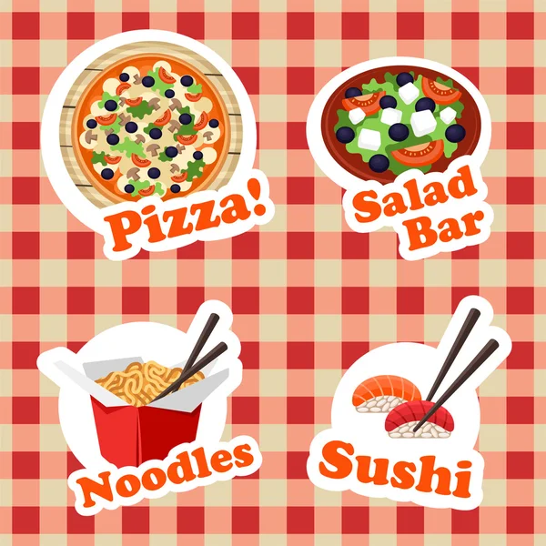 Food stickers set — Stock Vector