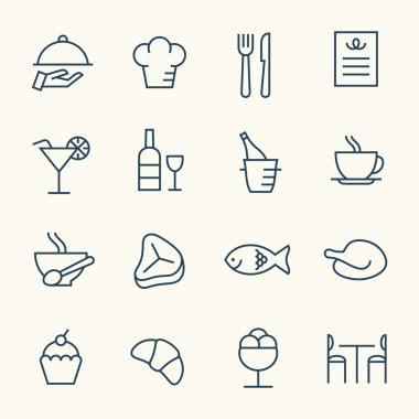 Restaurant icons set clipart