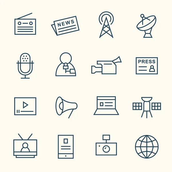 Iconos de línea de medios — Vector de stock