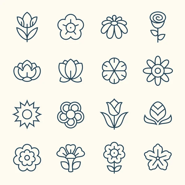 Flowers  icons set — Stock Vector