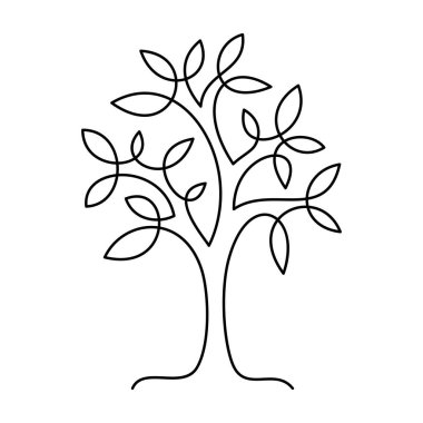 Ağaç bir çizgi vektör illüstrasyonu