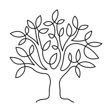 Ağaç bir çizgi vektör illüstrasyonu