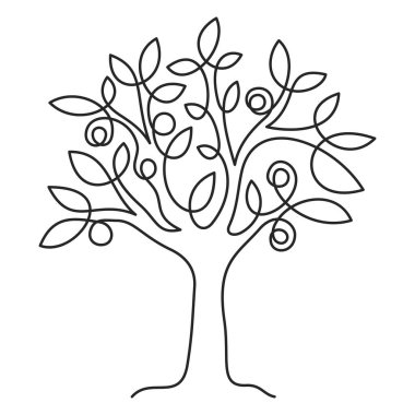 Ağaç bir çizgi vektör illüstrasyonu
