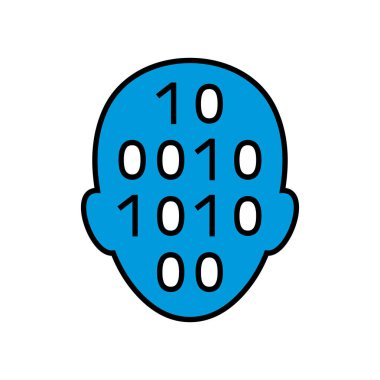 Yapay Zeka siber yüz çizimi. AI konsept vektör simgesi.