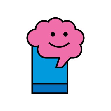 Yapay zeka robot çizimi. Yapay zeka beyin vektör simgesine sahip akıllı telefon.