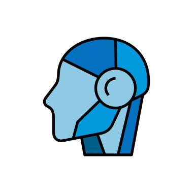 Yapay Zeka siber yüz çizimi. AI konsept vektör simgesi.