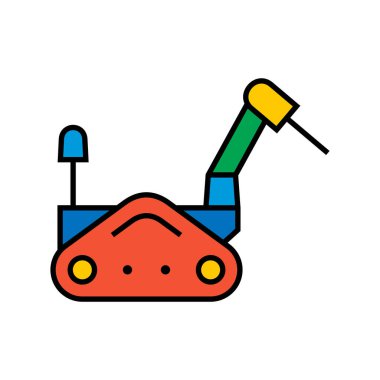 Robot kol vektör çizimi. Endüstriyel robot simgesi.