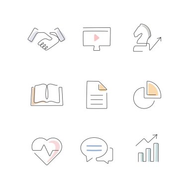 İş ve dijital pazarlama bir satır vektör simgeleri