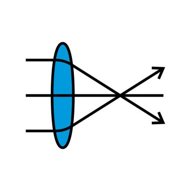 Lens fiziği renkli vektör simgesi