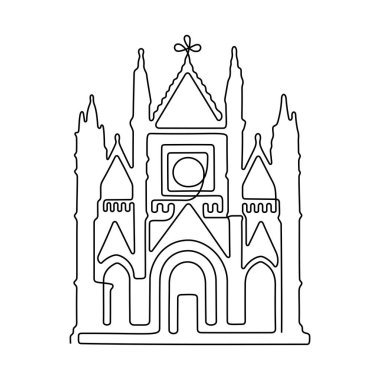 Orvieto Katedrali Bir çizgi vektör illüstrasyonu