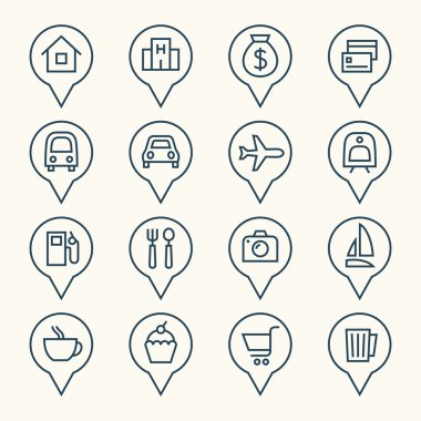 İşaretçiler Icons set harita