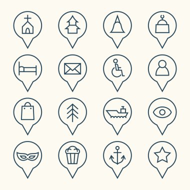 Map locations icons clipart