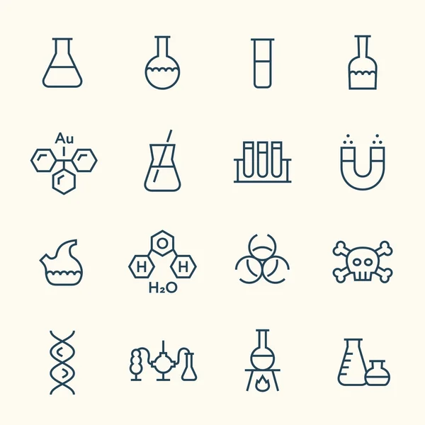 Iconos de línea química — Vector de stock