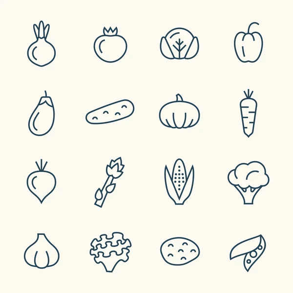 Vegetables line icons — Stock Vector