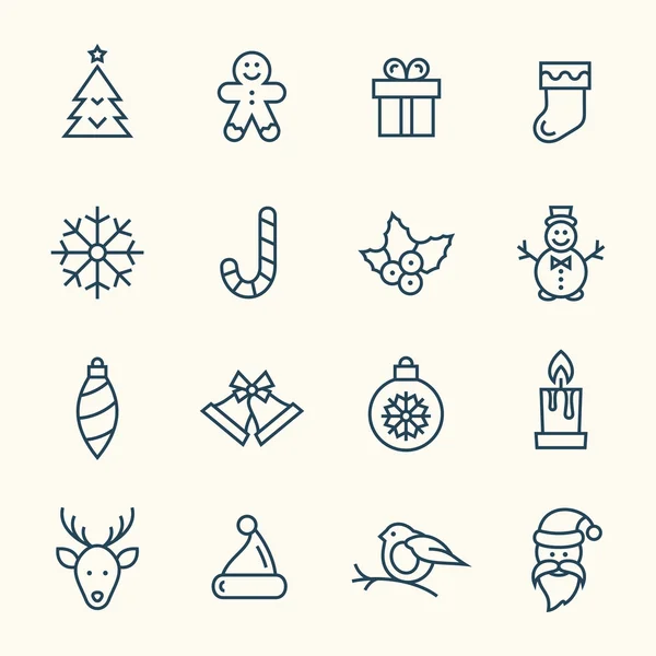 Kerst lijn iconen — Stockvector