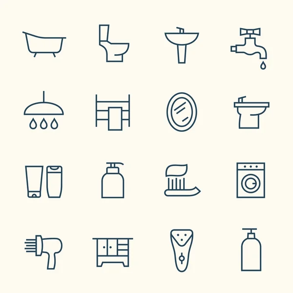 Symbole der Badezimmerlinie — Stockvektor