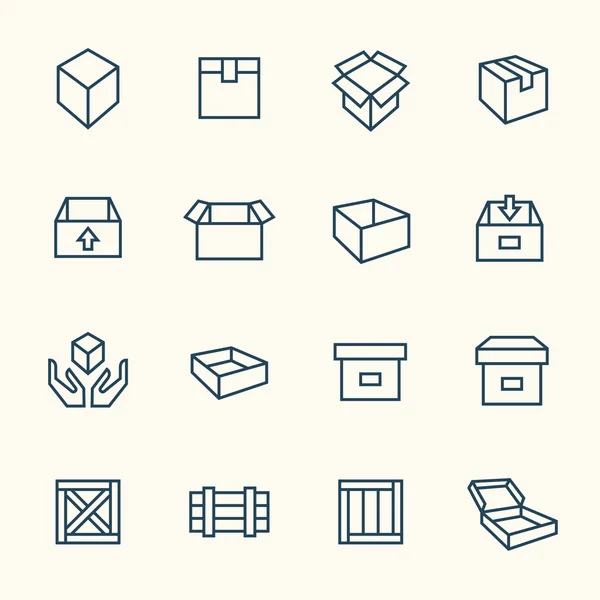 Caja iconos conjunto — Vector de stock