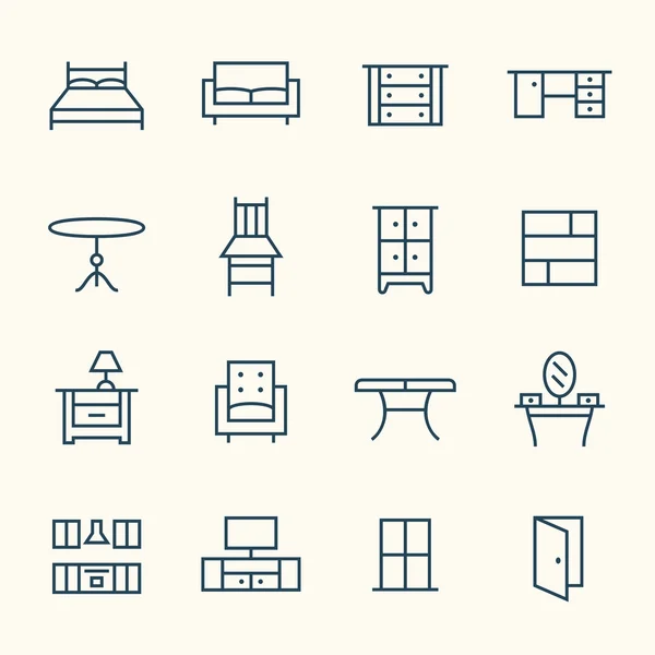 Icônes de ligne de meubles — Image vectorielle