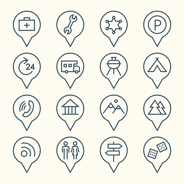 Pointeurs de carte icônes ensemble — Image vectorielle