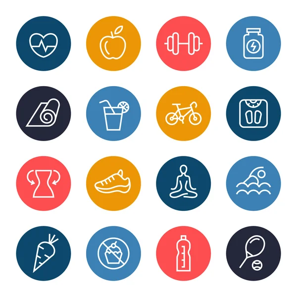 Fitness icons set — Stock Vector