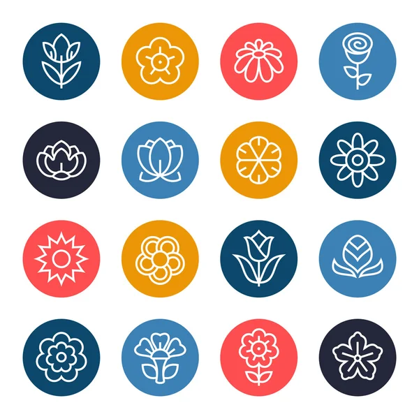 Çiçekler Icons set — Stok Vektör