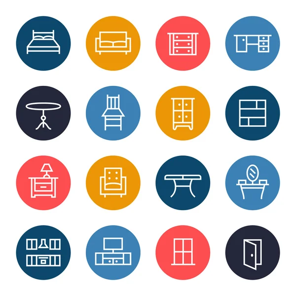 Meubilair Pictogrammen Set — Stockvector