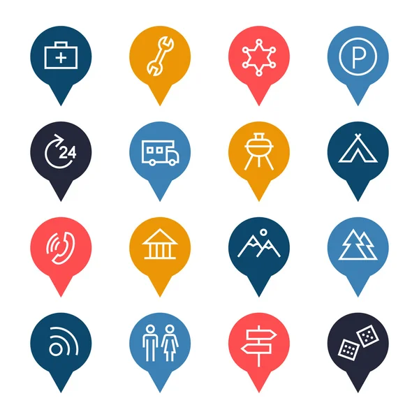 Map locations icons set — Stock Vector