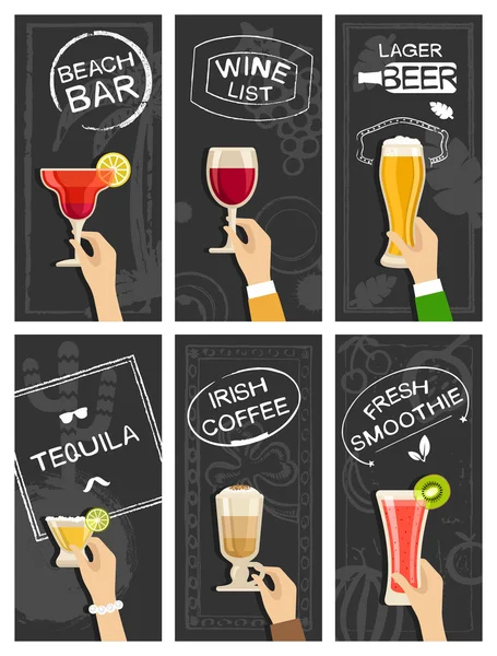 Ensemble de bannières de bar à boissons — Image vectorielle