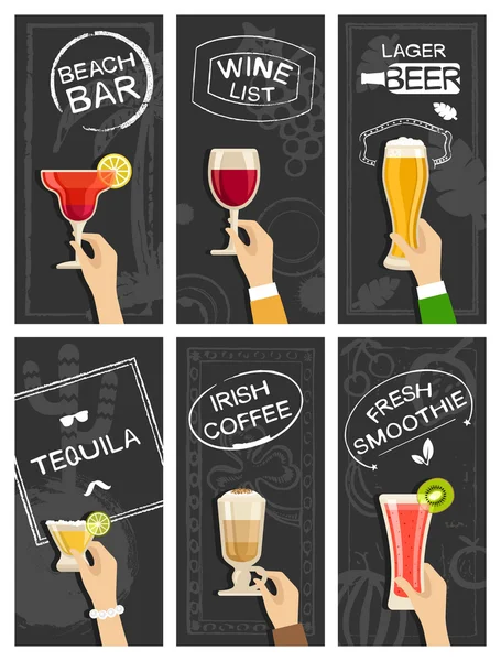 Juego de pancartas de bar de bebidas — Vector de stock