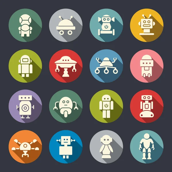 Robotar ikoner set — Stock vektor