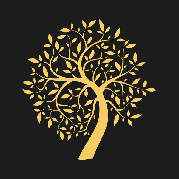 Árbol de oro sobre negro — Vector de stock