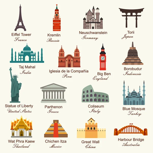 Travel Monuments du monde — Image vectorielle