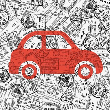 Travel theme illustration with car