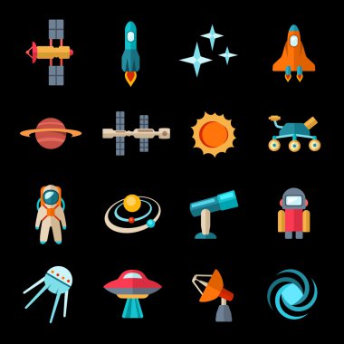 Space icons set clipart